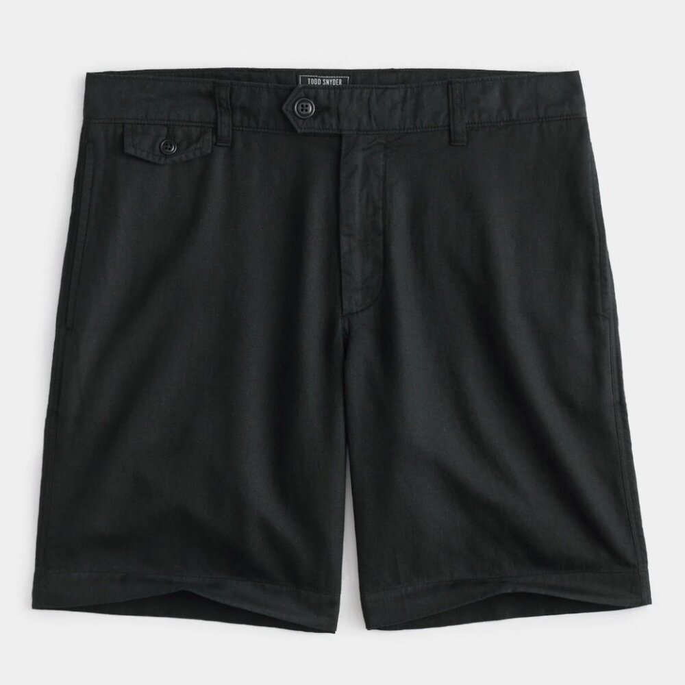 Todd Snyder 7" Cotton-Linen Hudson Short BLACK $148